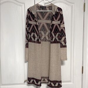 Almost Famous brand Aztec Patterned Hooded Duster Cardigan